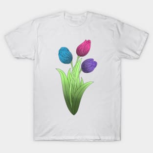 Tulip Flower Spring Polka Dots Pattern T-Shirt